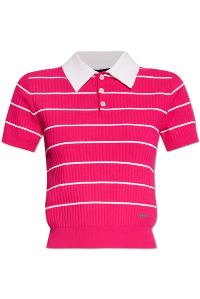 Dsquared2 Striped Knit Polo Shirt In Multi