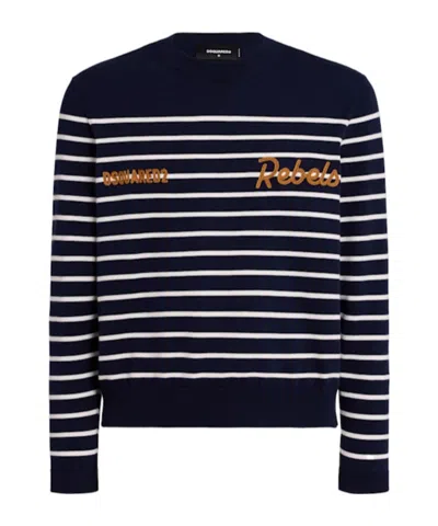 Dsquared2 Striped Knit Sweater In Blue