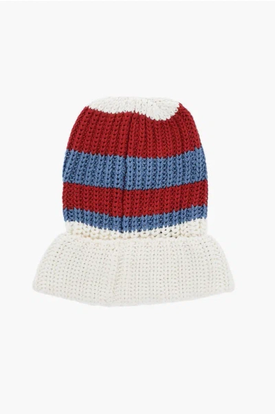 Dsquared2 Striped Lightweight Cotton Beanie In Red