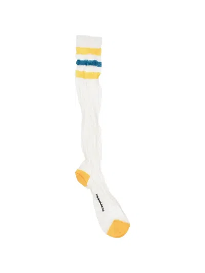 Dsquared2 Striped Lightweight Socks In White
