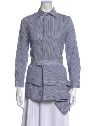 Pre-owned Dsquared2 Striped Long Sleeve Button-up Top In Blue