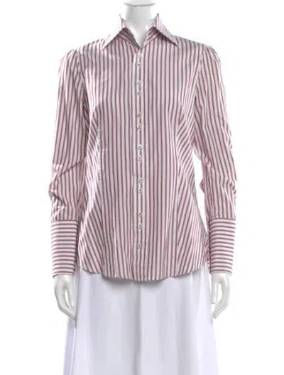 Pre-owned Dsquared2 Striped Long Sleeve Button-up Top In Red