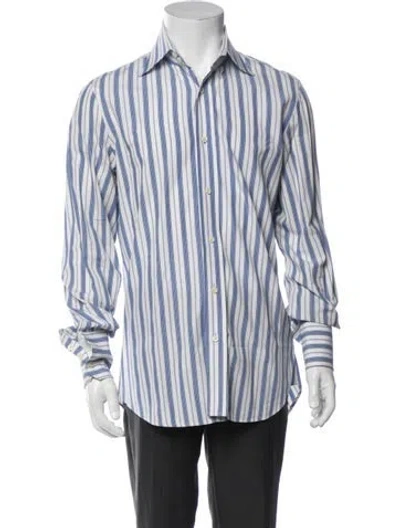Pre-owned Dsquared2 Striped Long Sleeve Dress Shirt In Blue