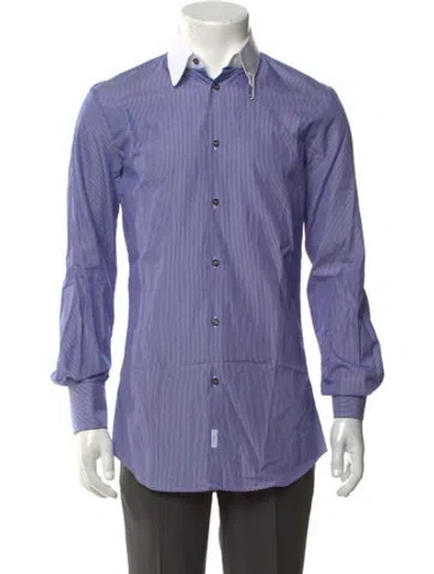 Pre-owned Dsquared2 Striped Long Sleeve Dress Shirt In Blue