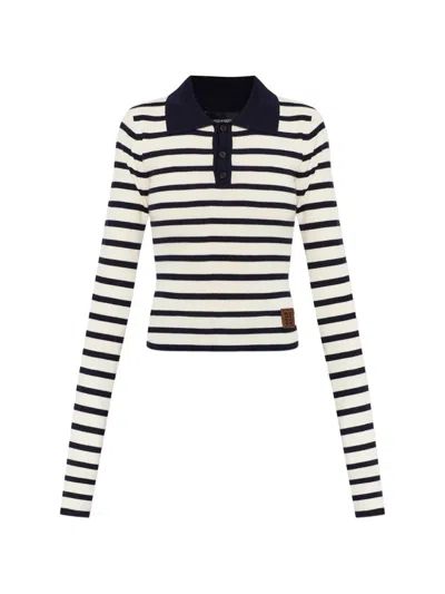 Dsquared2 Striped Long-sleeve Polo Shirt In Multi