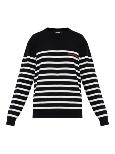 DSQUARED2 STRIPED-PATTERN WOOL SWEATER