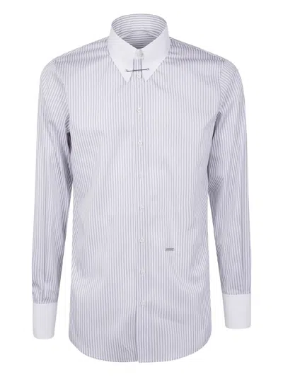 DSQUARED2 STRIPED PIN-COLLAR SHIRT
