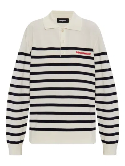DSQUARED2 STRIPED POLO-NECK SWEATER