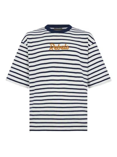 Dsquared2 Striped Rebels T-shirt In White