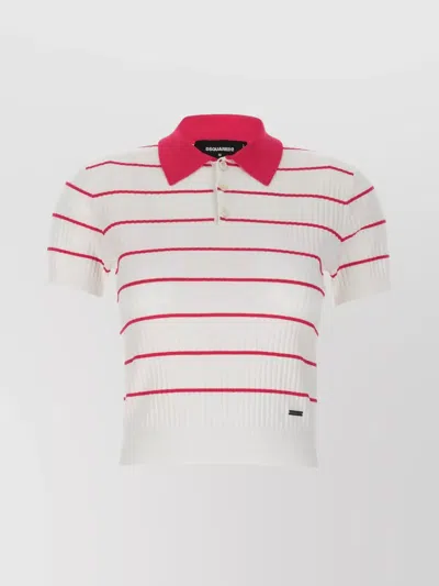 DSQUARED2 STRIPED RIBBED POLO SHIRT
