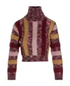 Dsquared2 Striped Turtleneck Cropped Sweater In Red