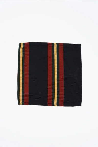 Dsquared2 Striped Silk And Cotton Pocket Square In Multi
