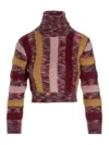 Dsquared2 Short Ribbed Turtleneck Top With Long Sleeves In Multicolor
