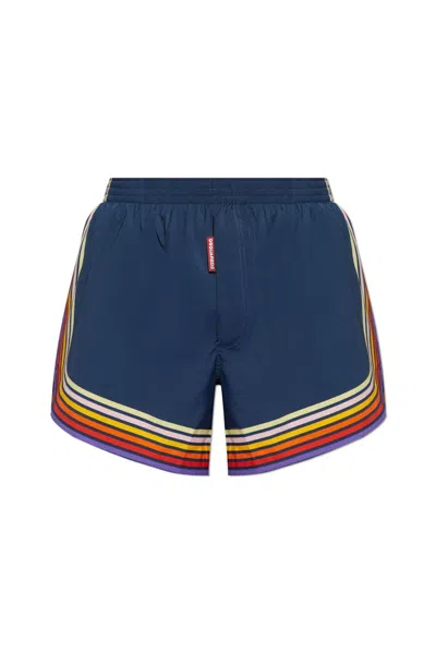 Dsquared2 Striped Swim Shorts In Navy