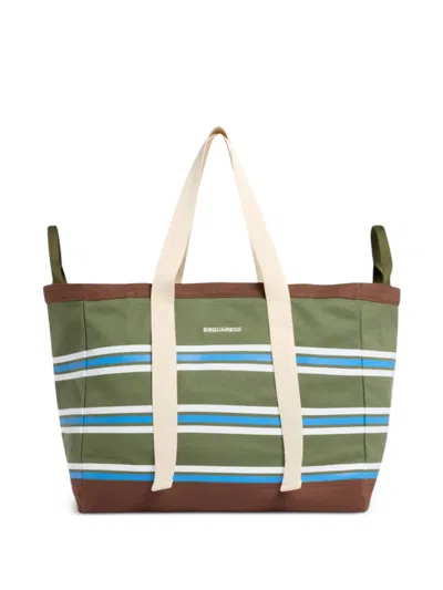 Dsquared2 Striped Tote Bag In Green