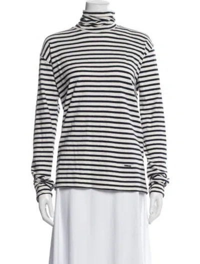 Pre-owned Dsquared2 Striped Turtleneck Top In White