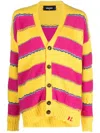 Dsquared2 Distressed Oversized Knit Cardigan In Pink