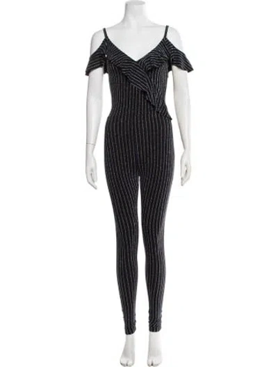 Pre-owned Dsquared2 Striped V-neck Jumpsuit In Black/blue/metallic