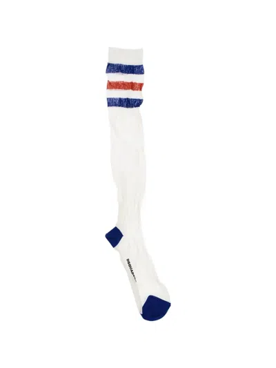 Dsquared2 Stripe-detail Logo-print Socks In White