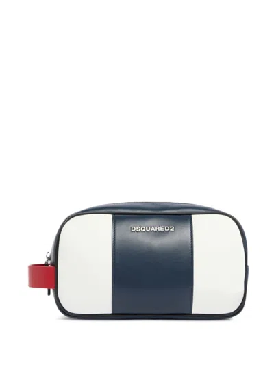 Dsquared2 Stripe-detailed Wash Bag In White