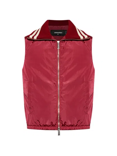 Dsquared2 Polyamide Bordeaux Gilet Vest In Burgundy