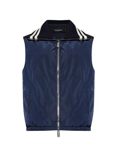 Dsquared2 Stripe-trim Gilet In Blue