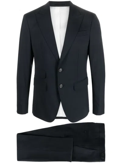Dsquared2 Structured Blazer Suit With Notch Lapel And Slim-fit Trousers In Blue