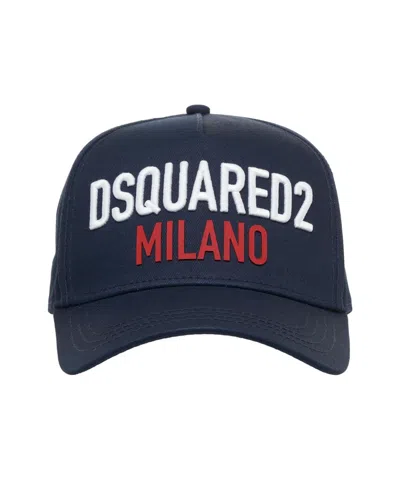 Dsquared2 Structured Blue Baseball Cap With Prominent Logo