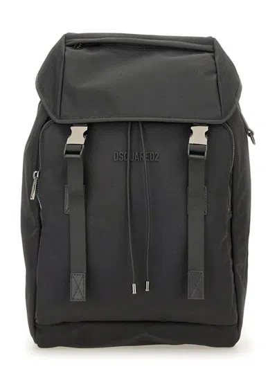 Dsquared2 Structured Nylon Backpack In Black
