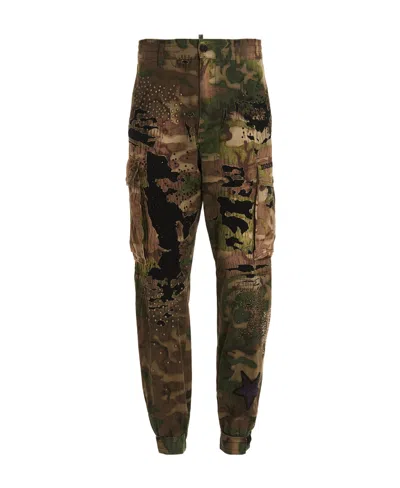 Dsquared2 Stud-embellished Camouflage-print Trousers In Black