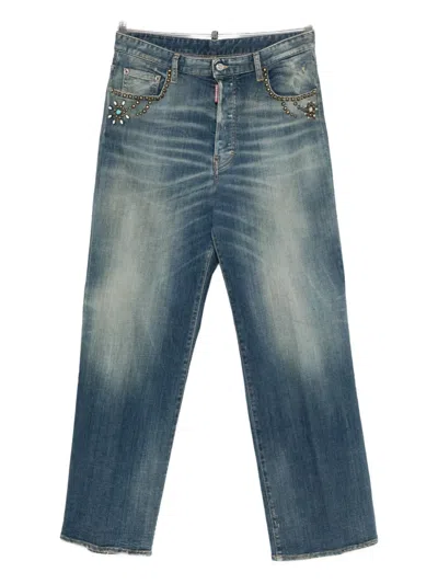 Dsquared2 Stud-embellished Jeans In Blue