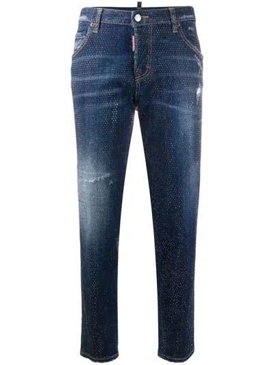 Dsquared2 Studded Cropped Skinny-fit Jeans In Black
