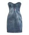 Dsquared2 Studded Denim Bustier Minidress In Blue