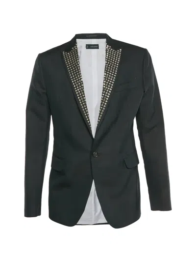Pre-owned Dsquared2 Studded Gabardine Blazer In Black