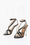Dsquared2 Studded Leather Ankle-strap Sandals Heel 12cm In Black
