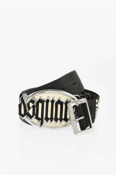 Dsquared2 Studded Leather Belt With Double Buckle 40mm