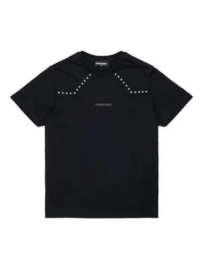DSQUARED2 STUDDED-SHOULDER T-SHIRT