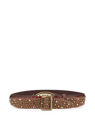 Dsquared2 Stud-embellished Crystal-detail Belt In Brown