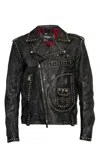 Dsquared2 Stud-embellished Leather Biker Jacket In Black