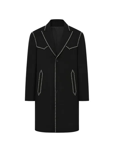 Dsquared2 Stud-embellished Relaxed-fit Coat In Black