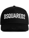 Dsquared2 Black Fabric-covered Cap With Adjustable Strap And Embroidered Logo