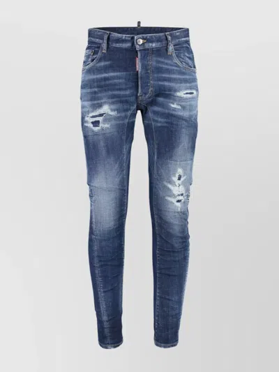 Dsquared2 Stylish Distressed Jeans With Contrast Stitching In Blue