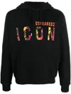 Dsquared2 Icon Logo Print Cotton Hoodie In Black