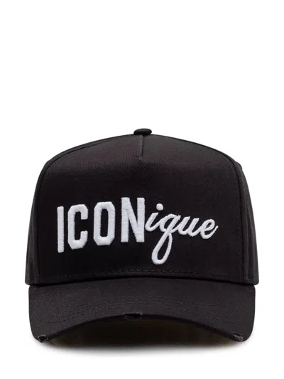 Dsquared2 Stylish Embroidered Linen Baseball Cap In Nero