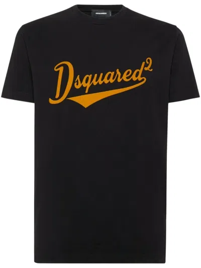 Dsquared2 Stylized Logo Black T-shirt With Crew Neckline