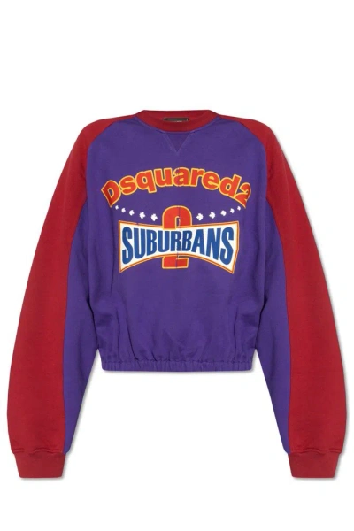 Dsquared2 Suburbans Athletic Fit Crewneck Sweatshirt In Purple