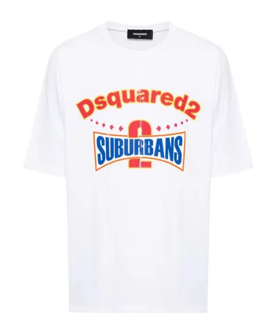 Dsquared2 T-shirt Aus Baumwolle Mit Logodruck In Weiss
