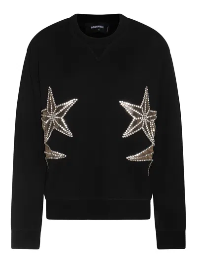 Dsquared2 Crystal-embellished Cotton Sweatshirt In Black
