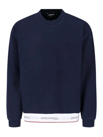 Dsquared2 Logo-waistband Cotton Sweatshirt In Blue