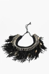 Dsquared2 Suede And Metal Cow Girl Plastron Necklace Embellished With